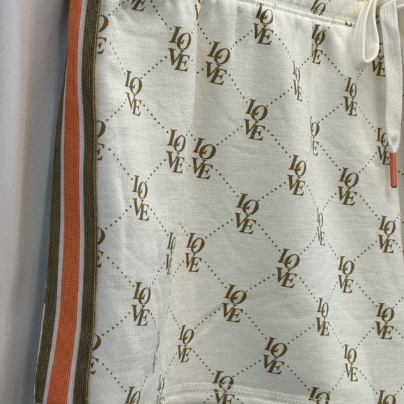 PJ Salvage Drawstring Waist Love Print Side Stripe Lounge Sleep Shorts - Ivory - Picture 4 of 10